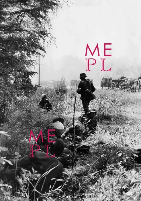 : German soldiers at a halt at the Eastern Front, 1941 : German soldiers at a halt at the Eastern Front, 1941