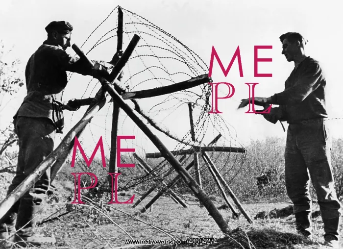 : German soldiers lay a wire obstacle on the eastern front : German soldiers lay a wire obstacle on the eastern front
