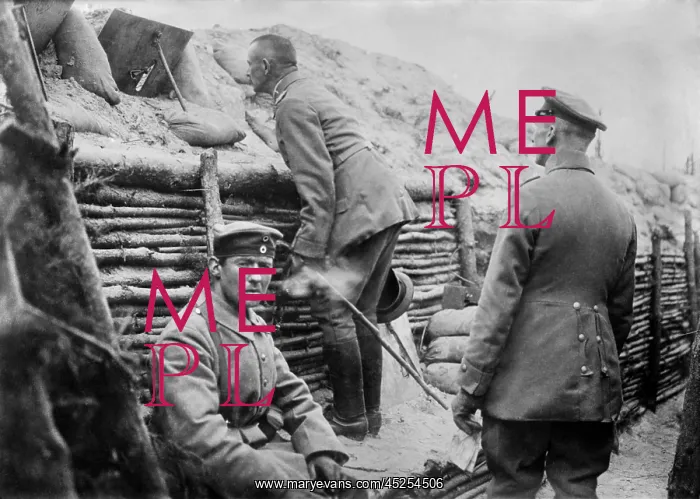 : German soldiers observing No Man's Land from their : German soldiers observing No Man's Land from their