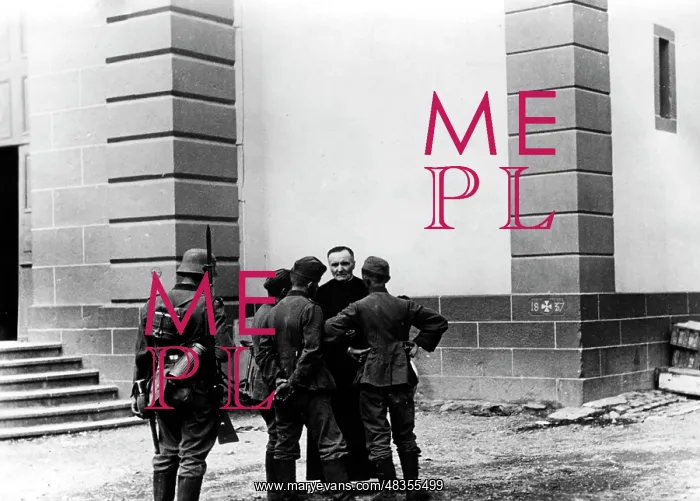 : German soldiers and priests in front of the : German soldiers and priests in front of the