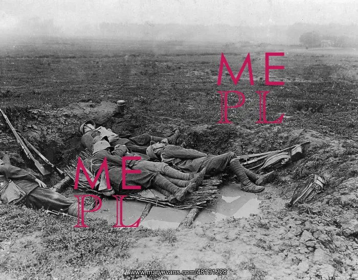: German soldiers are sleeping in a shell crater on the Wester : German soldiers are sleeping in a shell crater on the Wester