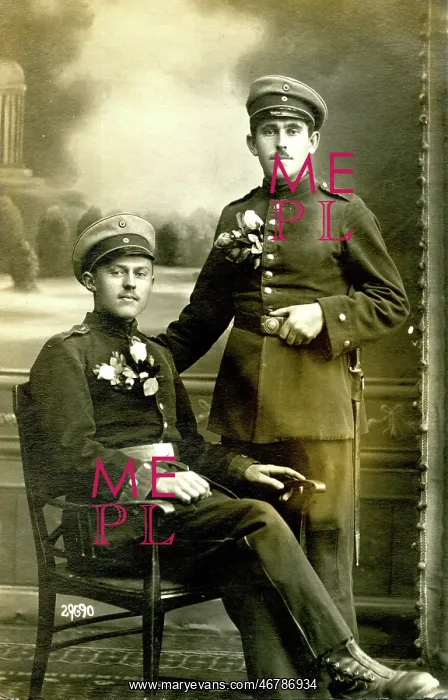 : Two German soldiers in studio photo, WW1 : Two German soldiers in studio photo, WW1
