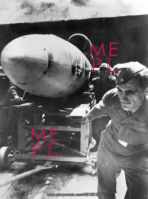 : German soldiers transporting a V-1 flying bomb to the launch : German soldiers transporting a V-1 flying bomb to the launch