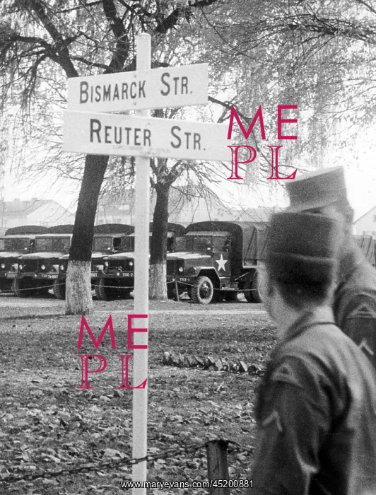 : German street signs in U. S. barracks : German street signs in U. S. barracks