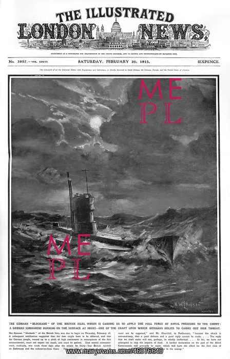 : German submarine on the surface at night, 1915 : German submarine on the surface at night, 1915