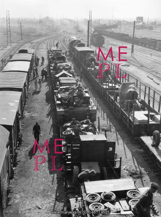 : German supply trains at a station behind the Eastern Front : German supply trains at a station behind the Eastern Front