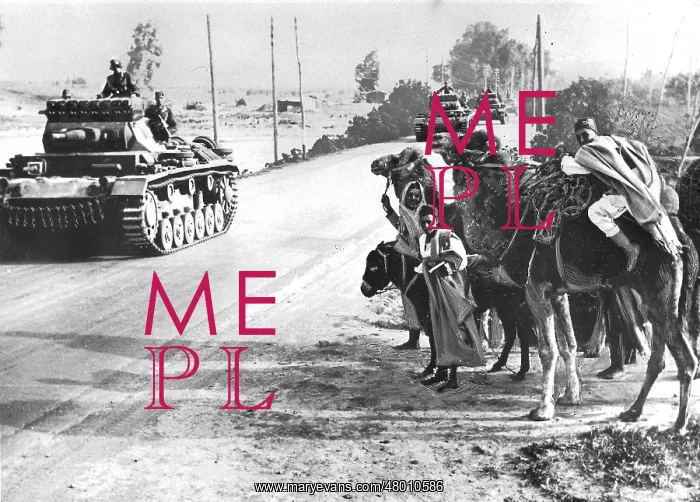 : German tank column on a road in Africa : German tank column on a road in Africa