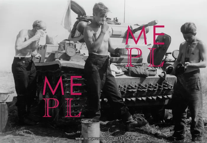 : German tank crew on the Don River, 1942 : German tank crew on the Don River, 1942
