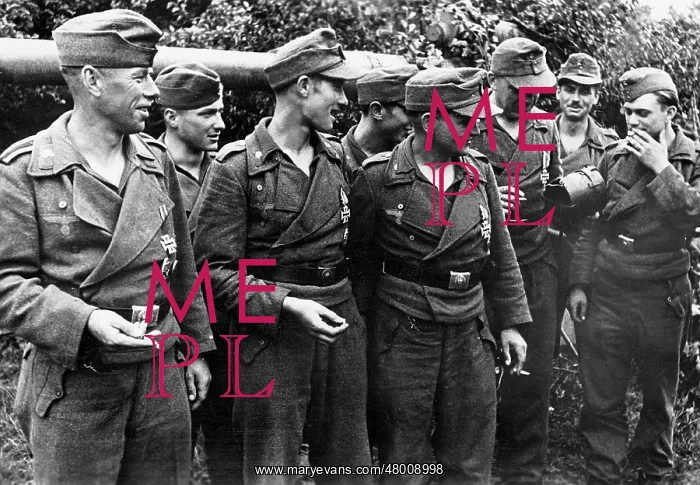 : German tank crews after a battle, 1944 : German tank crews after a battle, 1944