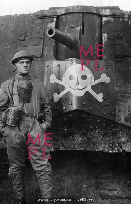 : German Tank and Soldier, 1918 : German Tank and Soldier, 1918