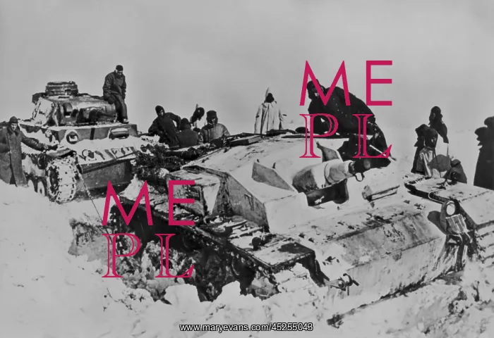: German tank stuck in heavy snow in Russian in : German tank stuck in heavy snow in Russian in