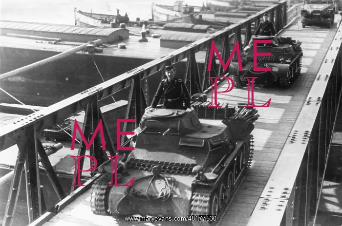 : German tanks cross the Danube, 1941 : German tanks cross the Danube, 1941