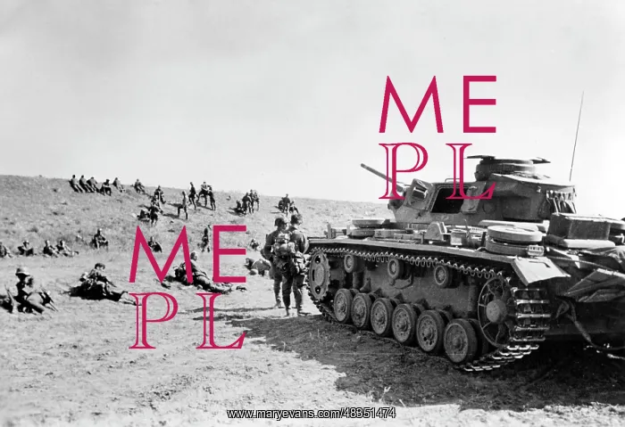 : German tanks and infantry in assembly position, 1942 : German tanks and infantry in assembly position, 1942