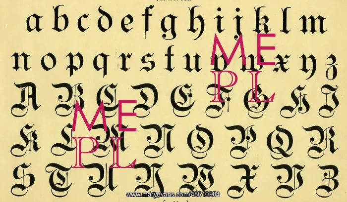  : German text alphabet, upper and lower case A-Z
