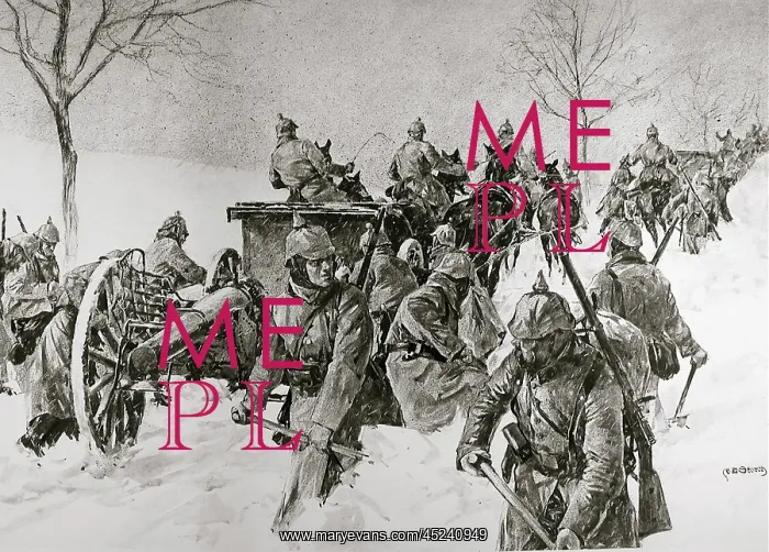 : German Troops and Artillery in the winter snows : German Troops and Artillery in the winter snows