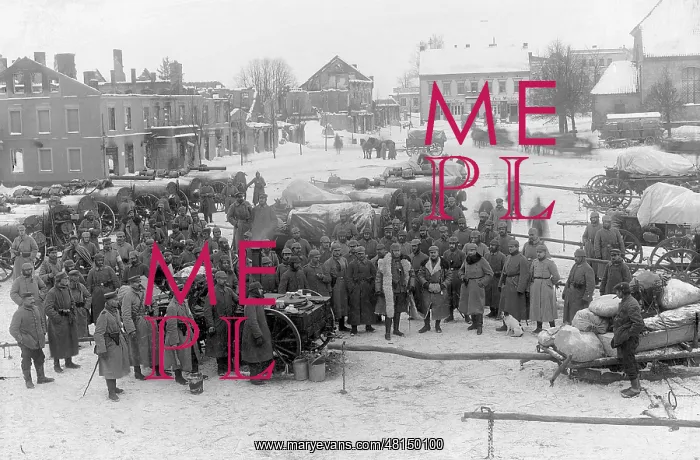 : German troops in conquered Pillkallen, 1915 : German troops in conquered Pillkallen, 1915