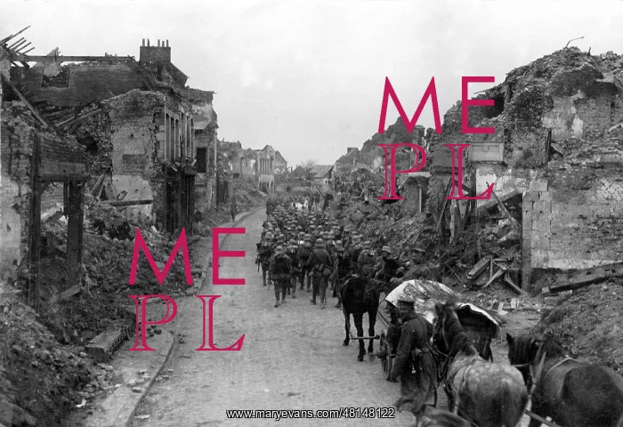 : German troops enter Bapaume, 1918 : German troops enter Bapaume, 1918