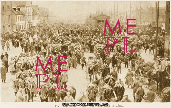 : German troops at the harbour, Libau : German troops at the harbour, Libau