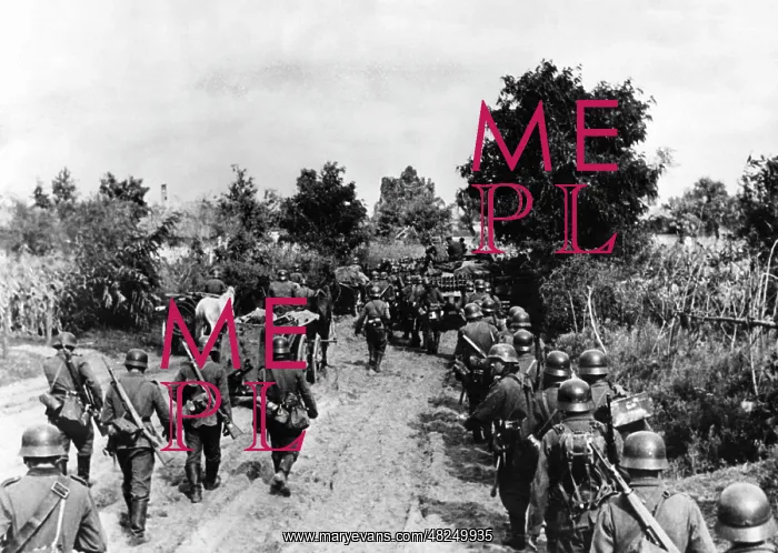 : German troops on the march on the Eastern Front, 1941 : German troops on the march on the Eastern Front, 1941