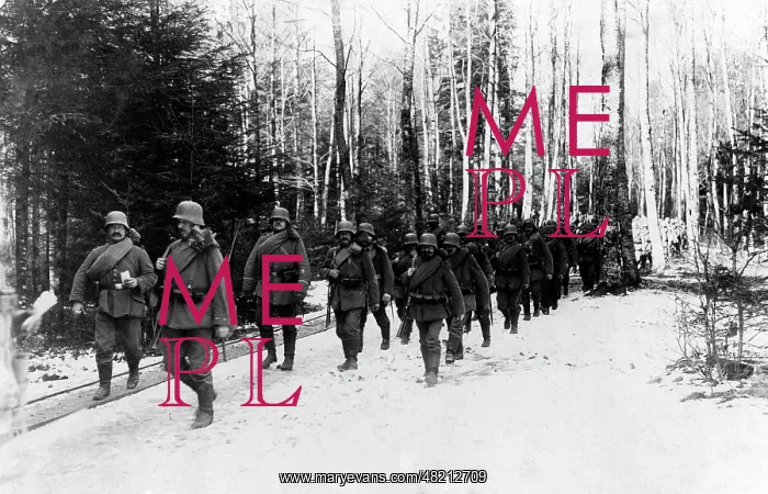 : German troops marching through the Vorges, 1917 : German troops marching through the Vorges, 1917