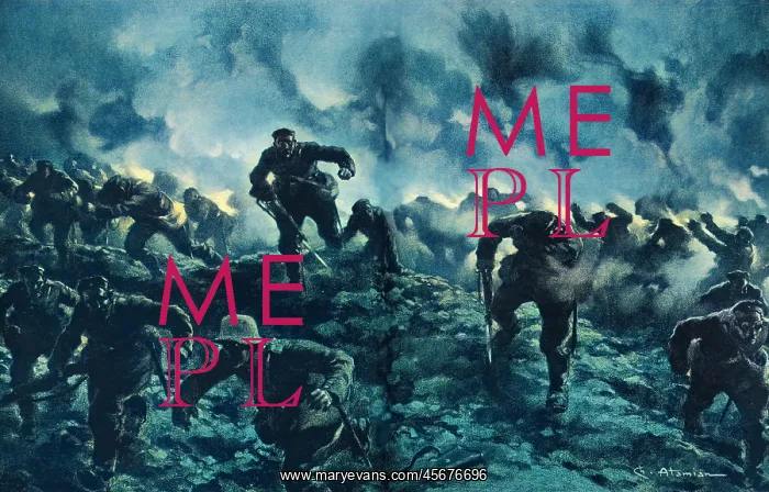 : German troops running from a British gas attack, WW1 : German troops running from a British gas attack, WW1