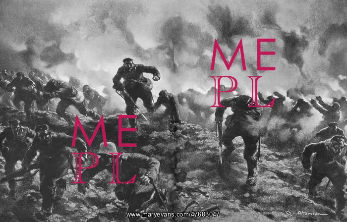 : German troops running from a British gas attack, WW1 : German troops running from a British gas attack, WW1