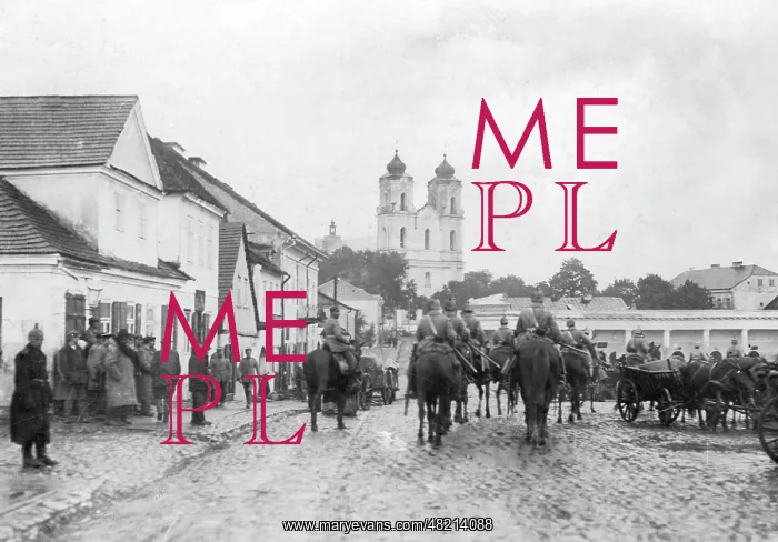 : German troops in a Russian border town, 1914 : German troops in a Russian border town, 1914