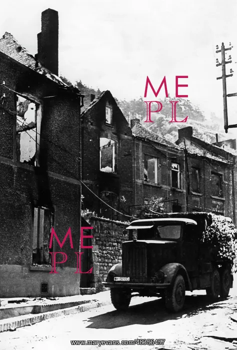 : German truck in Dinant, 1940 : German truck in Dinant, 1940