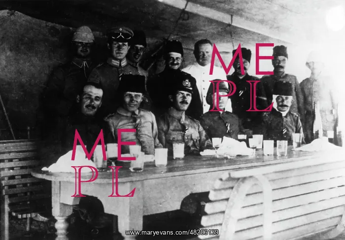 : German and Turkish officers on a ship, 1916 : German and Turkish officers on a ship, 1916