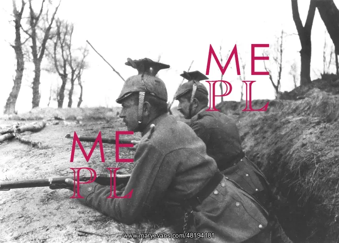 : German Uhlans in a trench on the Western front, 1914 : German Uhlans in a trench on the Western front, 1914