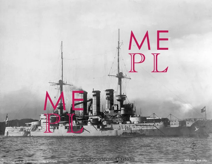 : The German warship SMS Hessen, 1906 : The German warship SMS Hessen, 1906