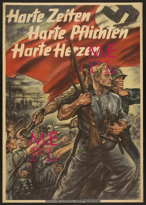 : German World War 2 poster. Harte Zeiten Harte : German World War 2 poster. Harte Zeiten Harte