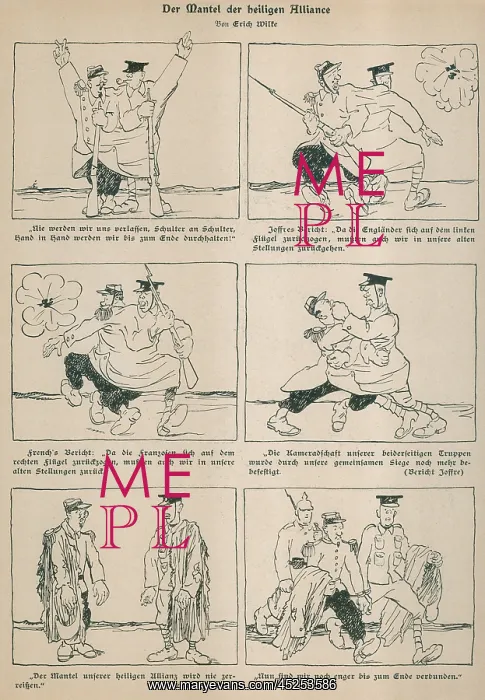 : German WW1 cartoon ridiculing the The Coat of : German WW1 cartoon ridiculing the The Coat of