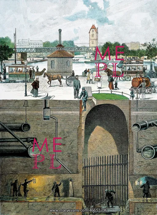 : Germany, Berlin, canalization, cross section : Germany, Berlin, canalization, cross section