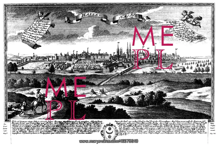 : Germany, Halle and der Saale, view, copper engraving : Germany, Halle and der Saale, view, copper engraving