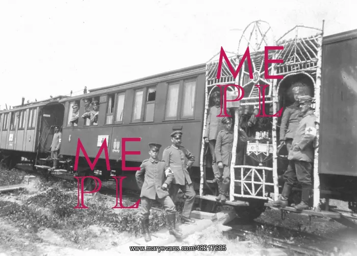 : Germany military hospital train at the eastern front, 1916 : Germany military hospital train at the eastern front, 1916