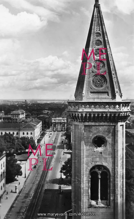 : Germany, Munich, Ludwigstrasse, view from Saint : Germany, Munich, Ludwigstrasse, view from Saint