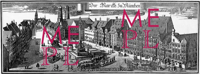 : Germany, Munich, Marienplatz, view, copper engraving : Germany, Munich, Marienplatz, view, copper engraving