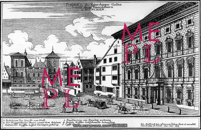 : Germany, Munich, Schwabinger Gasse, view, copper : Germany, Munich, Schwabinger Gasse, view, copper