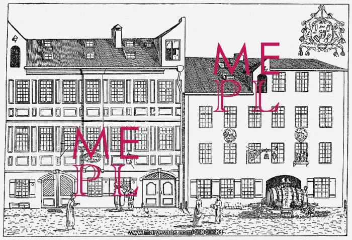 : Germany, Munich, streets, Am Faerbergraben, etching : Germany, Munich, streets, Am Faerbergraben, etching