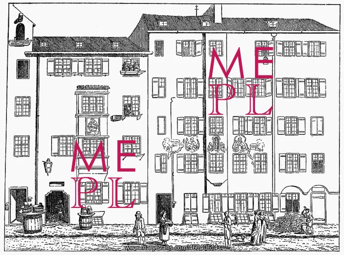 : Germany, Munich, streets, Am Faerbergraben, etching : Germany, Munich, streets, Am Faerbergraben, etching