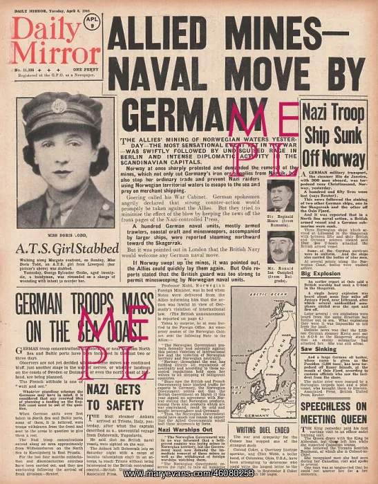 : Germany protests over Allied minefields off Norway : Germany protests over Allied minefields off Norway