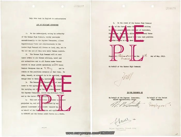 : Germany surrender document signed by Gen. Alfred : Germany surrender document signed by Gen. Alfred