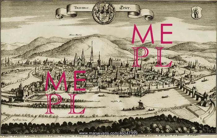 : Germany, Trier, view, copper engraving by Matthaus : Germany, Trier, view, copper engraving by Matthaus