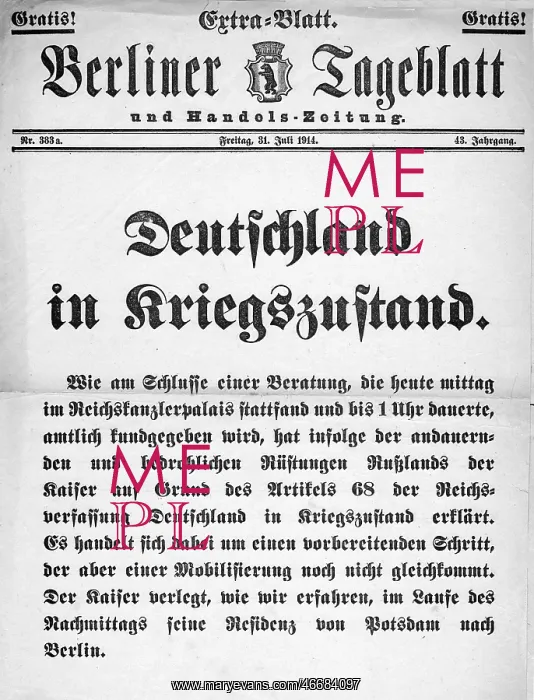 : Germany on war standby, WW1 : Germany on war standby, WW1