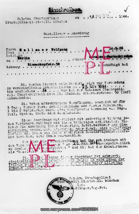: Gestapo summons : Gestapo summons