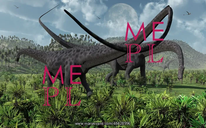 : Two giant Diplodocus herbivore dinosaurs grazing during the : Two giant Diplodocus herbivore dinosaurs grazing during the
