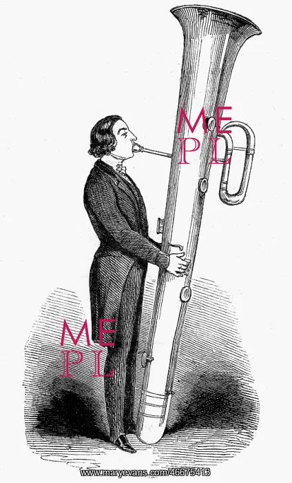 : Giant ophicleide played, 1843 : Giant ophicleide played, 1843