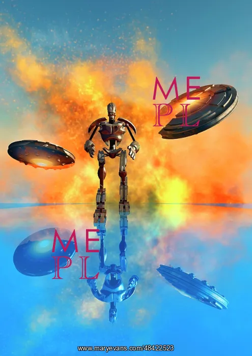 : A giant robot and UFO's on the attack : A giant robot and UFO's on the attack