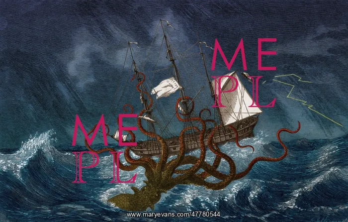 : Giant Squid Attacking Ship, 1700 : Giant Squid Attacking Ship, 1700
